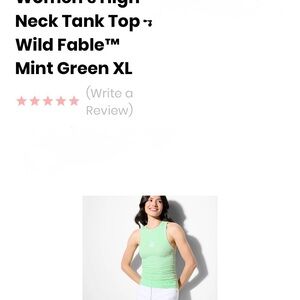 Wild Fable Light mint Green High Neck Tank Top XL stretch ribbed seashell ctr